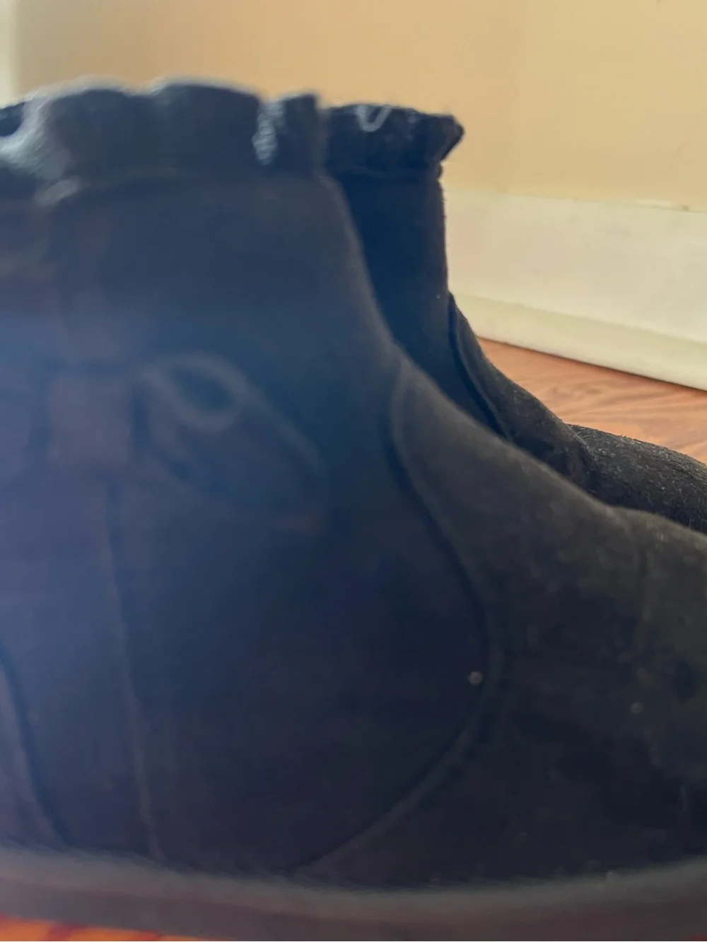 wonder nation Black Ruffle Ankle Boots with Side Bow Accent